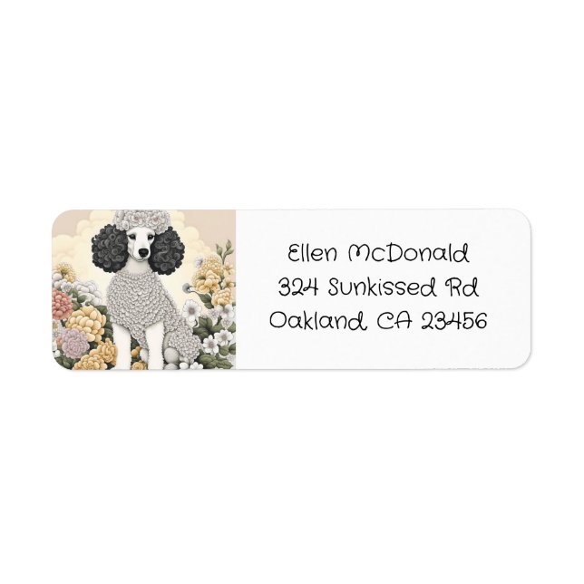 Poodle in Whimsical Flowers   Label (Front)