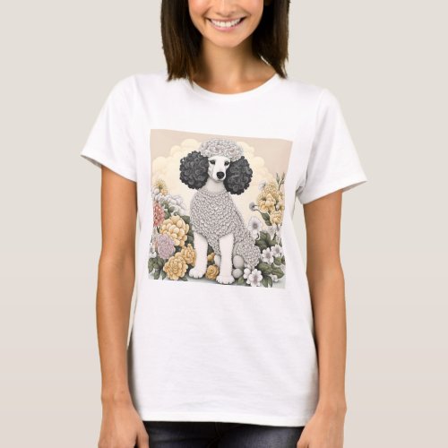 Poodle in Whimsical Flowers  T_Shirt