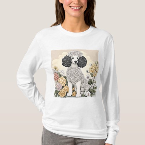 Poodle in Whimsical Flowers  T_Shirt