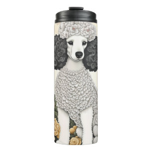 Poodle in Whimsical Flowers Thermal Tumbler