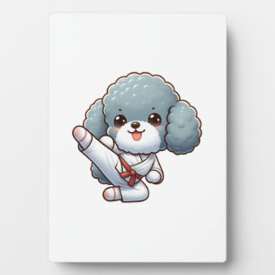 Poodle karate high kick martial arts plaque