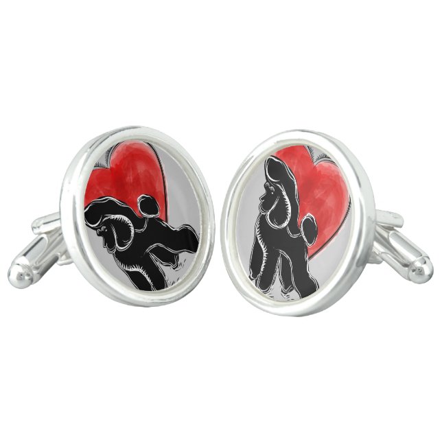 Poodle Linocut Cufflinks (Angled)