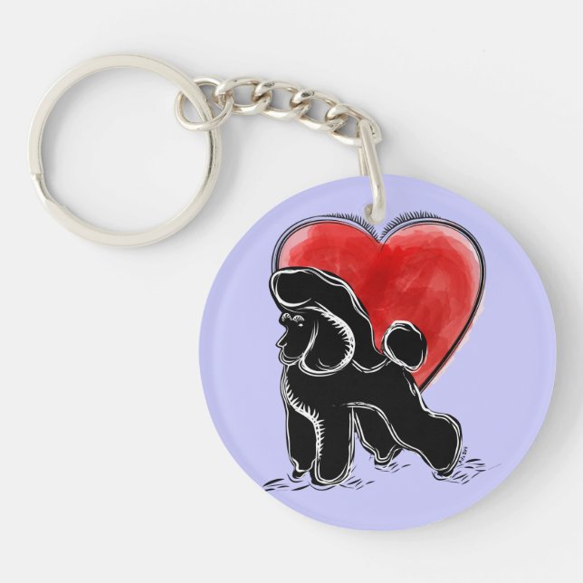 Poodle Linocut Keychain (Front)