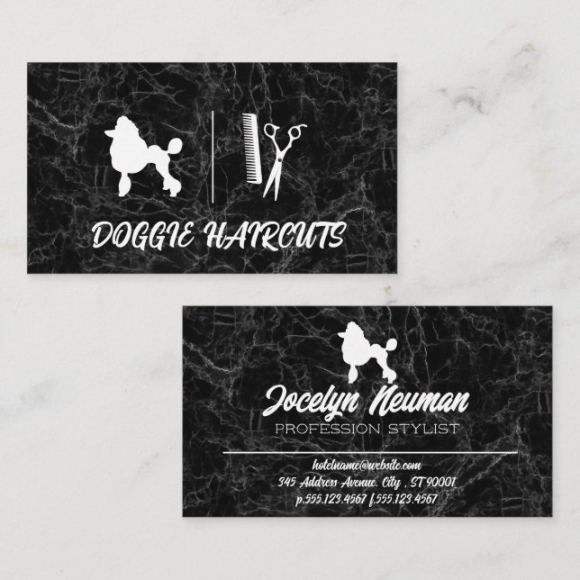 Poodle Logo | Comb | Scissors Business Card (Front/Back)