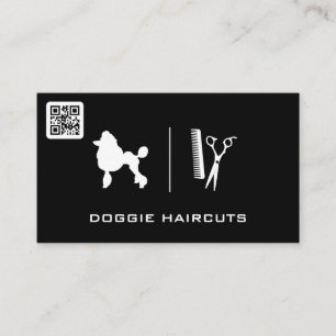 Poodle Logo Grooming QR Scan Code Business Card