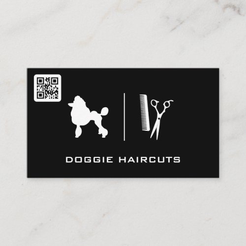 Poodle Logo  Grooming  QR Scan Code Business Card