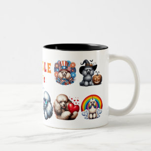 Poodle Love Gift For Animal Lover Two-Tone Coffee Mug