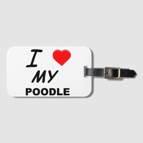 poodle love luggage tag