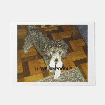Poodle Love W Pic Silver Doormat by BreakoutTees at Zazzle