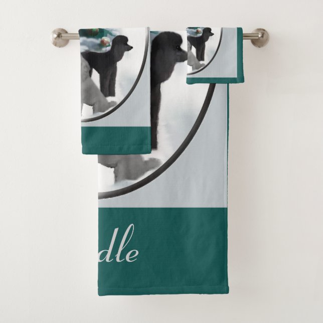 Poodle Lovers Christmas Bath Towel Set (Insitu)