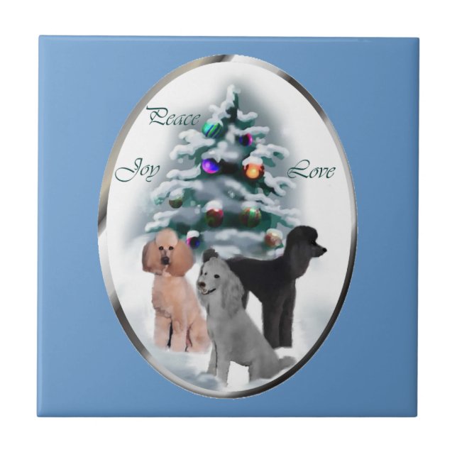 Poodle Lovers Christmas Tile (Front)