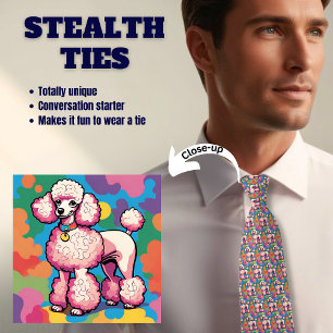Poodle Lover's Colorful Pink Stealth Tie