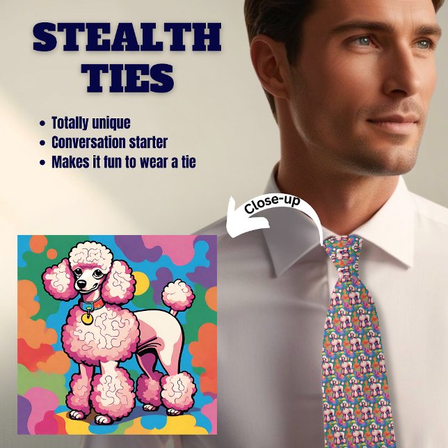 Poodle Lover's Colorful Pink Stealth Tie (Creator Uploaded)