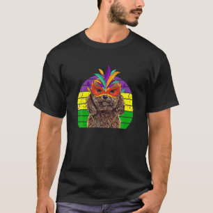 Poodle Mardi Gras Party Dog Mask Beads T-Shirt