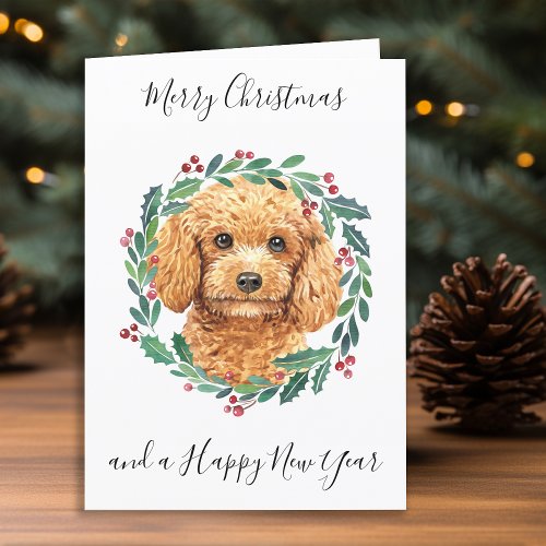 Poodle Merry Christmas Trendy Dog  Holiday Card