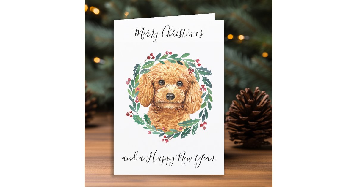 Poodle Merry Christmas Trendy Dog Holiday Card | Zazzle