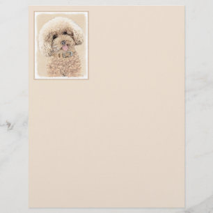 Poodle Miniature Toy Apricot Cream Brown Dog Art