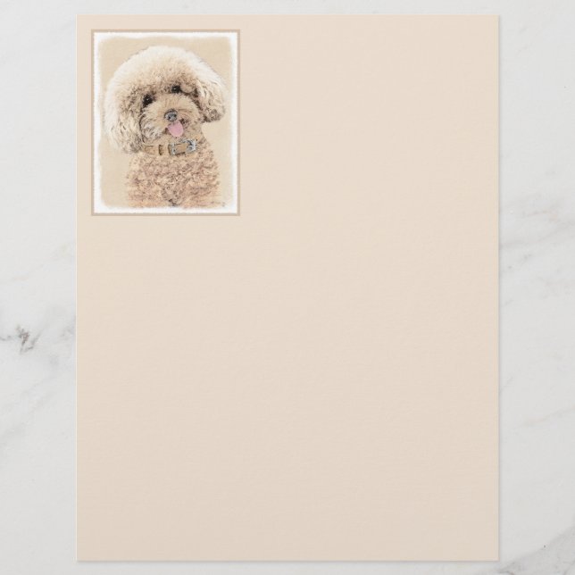 Poodle Miniature Toy Apricot Cream Brown Dog Art (Front)