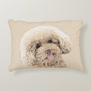 Poodle Miniature Toy Apricot Cream Brown Dog Art Accent Pillow