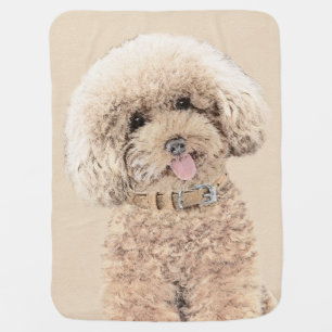 Poodle Miniature Toy Apricot Cream Brown Dog Art Baby Blanket