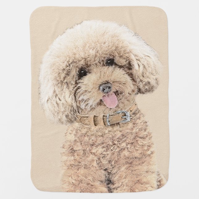 Poodle Miniature Toy Apricot Cream Brown Dog Art Baby Blanket (Front)
