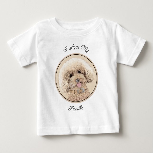 Poodle Miniature Toy Apricot Cream Brown Dog Art Baby T-Shirt (Front)