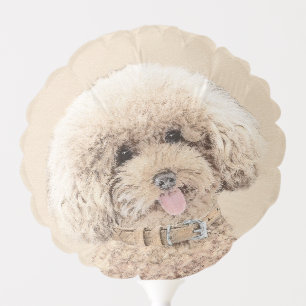 Poodle Miniature Toy Apricot Cream Brown Dog Art Balloon