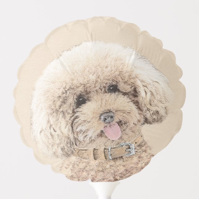 Poodle Miniature Toy Apricot Cream Brown Dog Art Balloon (Front)