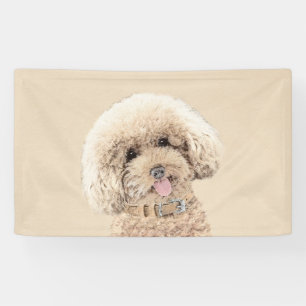 Poodle Miniature Toy Apricot Cream Brown Dog Art Banner