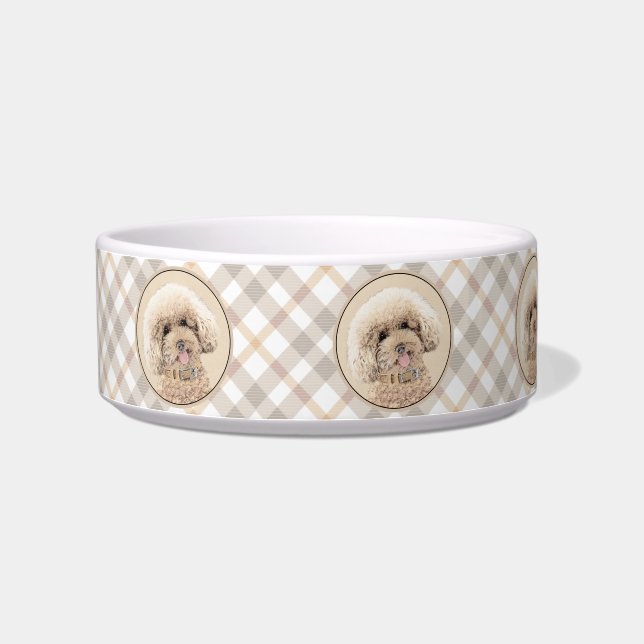 Poodle Miniature Toy Apricot Cream Brown Dog Art Bowl (Left)