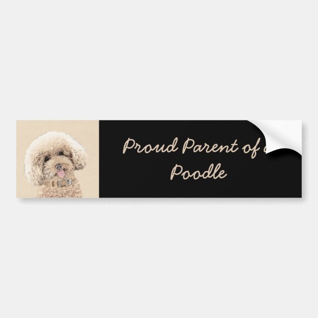 Poodle Miniature Toy Apricot Cream Brown Dog Art Bumper Sticker (Front)