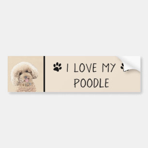 Poodle Miniature Toy Apricot Cream Brown Dog Art Bumper Sticker