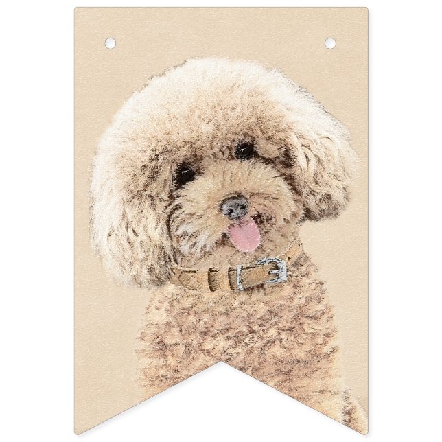 Poodle Miniature Toy Apricot Cream Brown Dog Art Bunting Flags (First Flag)