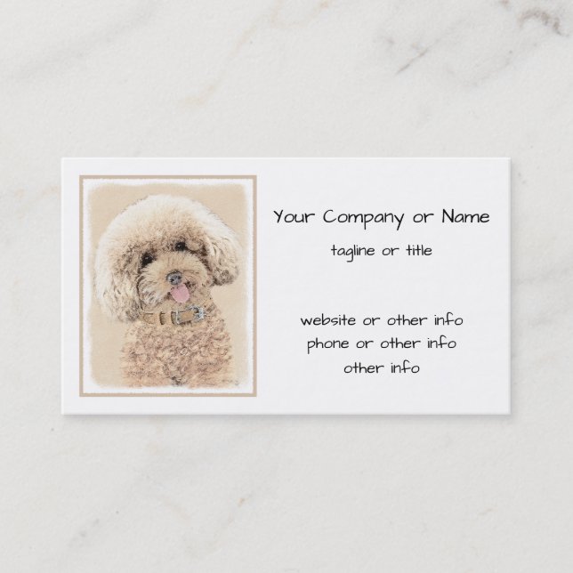 Poodle Miniature Toy Apricot Cream Brown Dog Art Business Card (Front)