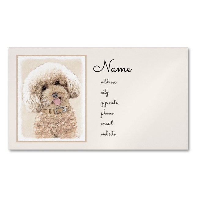 Poodle Miniature Toy Apricot Cream Brown Dog Art Business Card Magnet (Front)