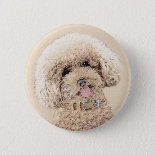 Poodle Miniature Toy Apricot Cream Brown Dog Art Button