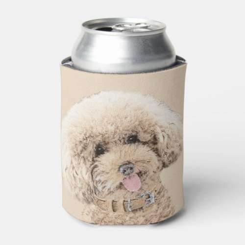 Poodle Miniature Toy Apricot Cream Brown Dog Art Can Cooler