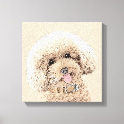Poodle Miniature Toy Apricot Cream Brown Dog Art Canvas Print