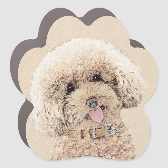 Poodle Miniature Toy Apricot Cream Brown Dog Art Car Magnet (Front)