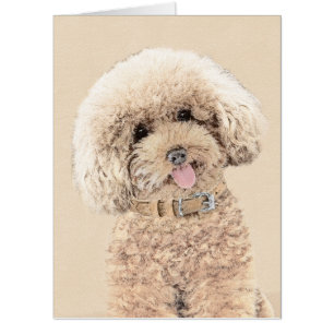 Poodle Miniature Toy Apricot Cream Brown Dog Art Card