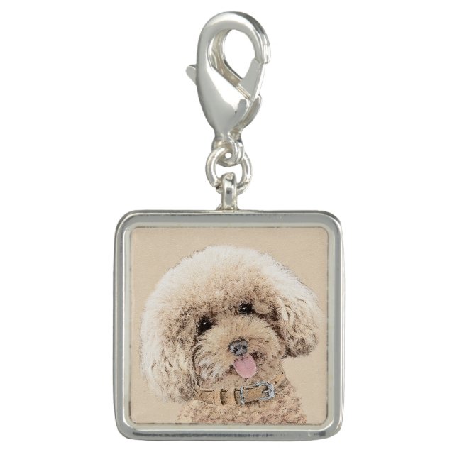 Poodle Miniature Toy Apricot Cream Brown Dog Art Charm (Front)