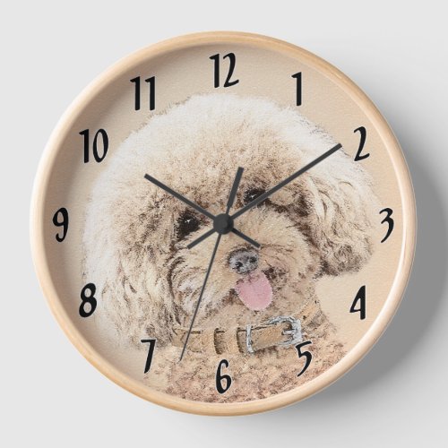 Poodle Miniature Toy Apricot Cream Brown Dog Art Clock