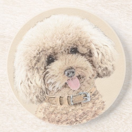 Poodle Miniature Toy Apricot Cream Brown Dog Art Coaster