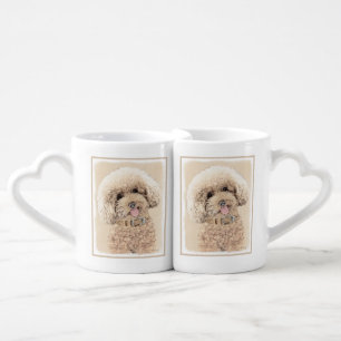 Poodle Miniature Toy Apricot Cream Brown Dog Art Coffee Mug Set