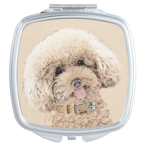 Poodle Miniature Toy Apricot Cream Brown Dog Art Compact Mirror