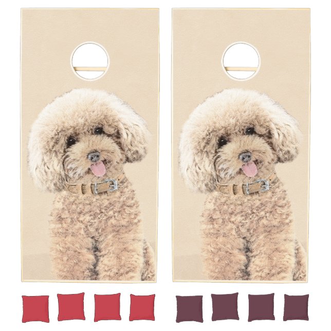 Poodle Miniature Toy Apricot Cream Brown Dog Art Cornhole Set (Set)