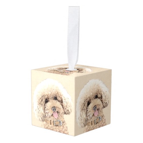 Poodle Miniature Toy Apricot Cream Brown Dog Art Cube Ornament