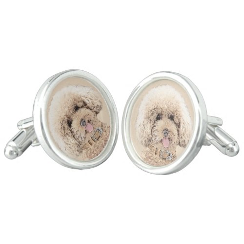 Poodle Miniature Toy Apricot Cream Brown Dog Art Cufflinks