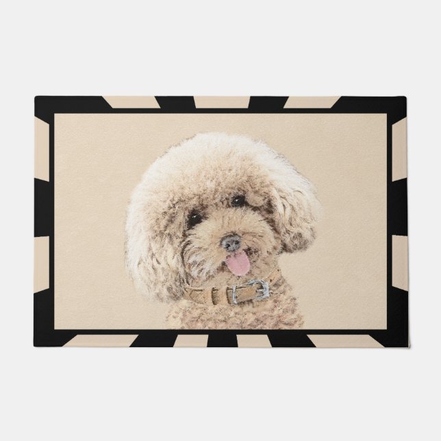 Poodle Miniature Toy Apricot Cream Brown Dog Art Doormat (Front)