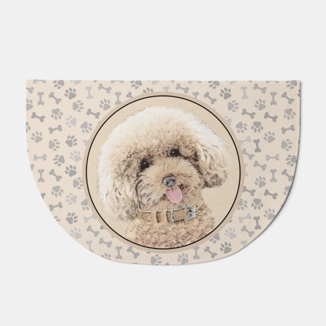 Poodle Miniature Toy Apricot Cream Brown Dog Art Doormat (Front)